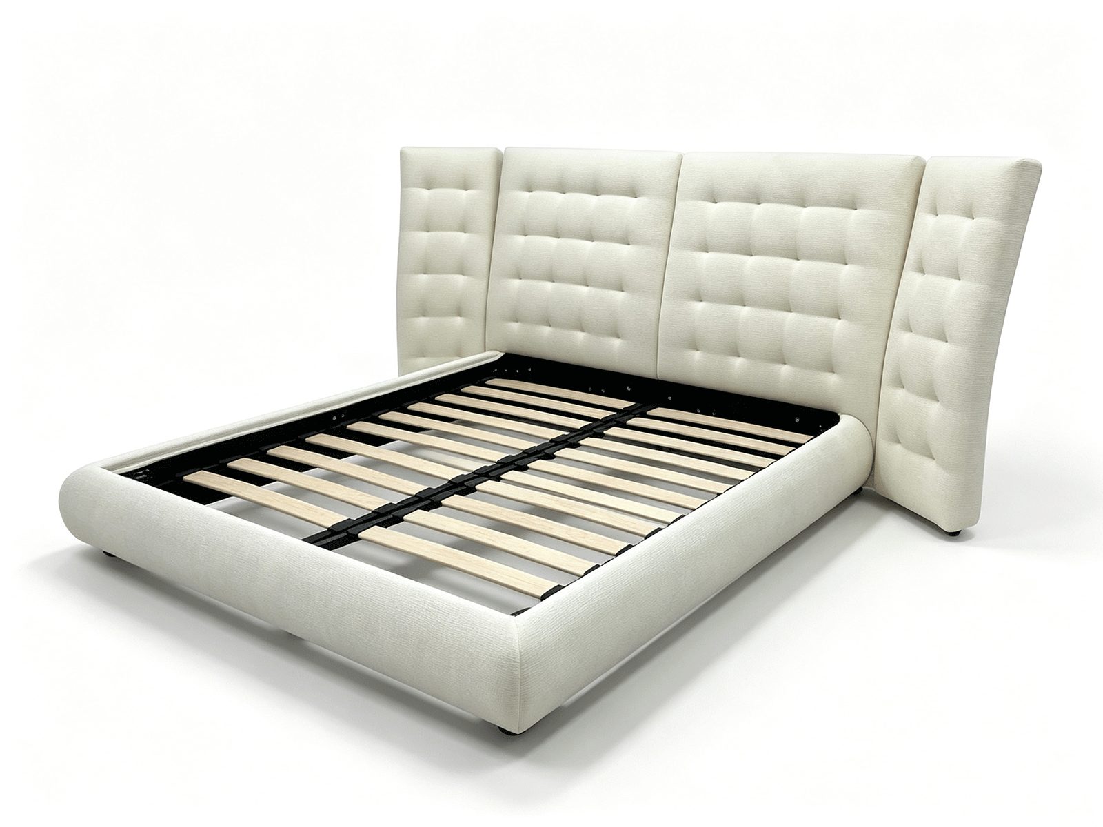 Altair — Cama Tapizada con Cabecero de Acanalado Vertical