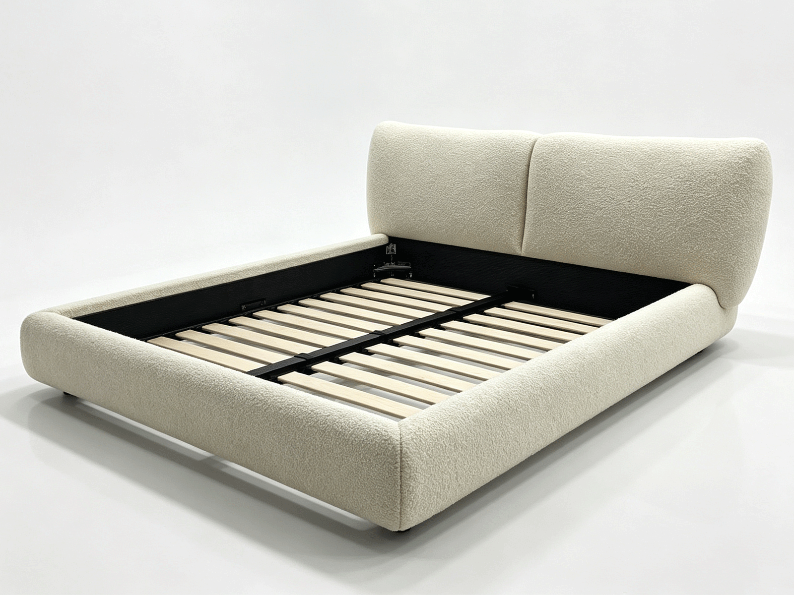 Cielo — Cama de Plataforma Tapizada en Bouclé