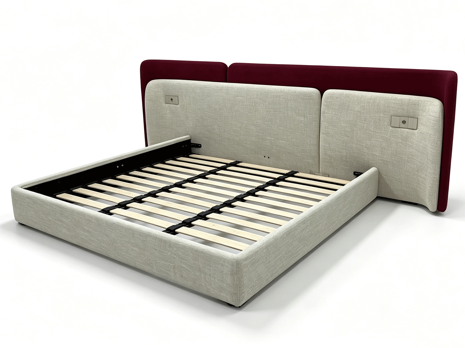 Dualis — Cama de Plataforma Tapizada en Dos Tonos