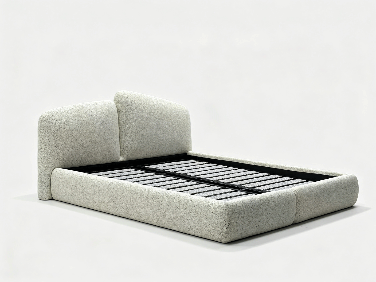 Nube — Cama de Plataforma Tapizada en Bouclé