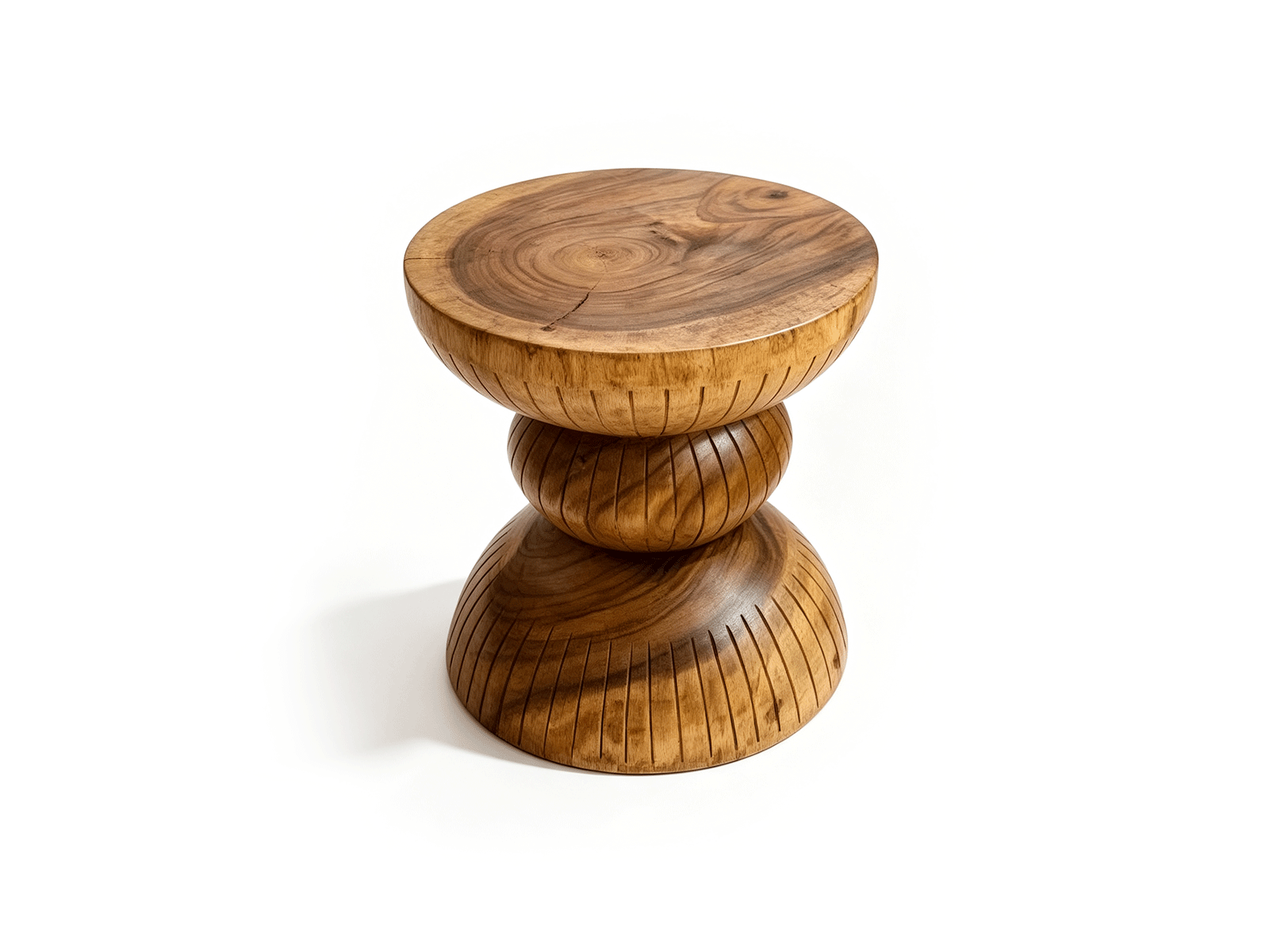 Clessidra — Table d'appoint sculpturale en bois cannelé