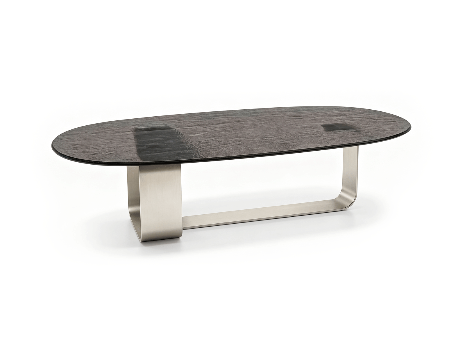 Ellisse — Table basse ovale sculpturale en verre