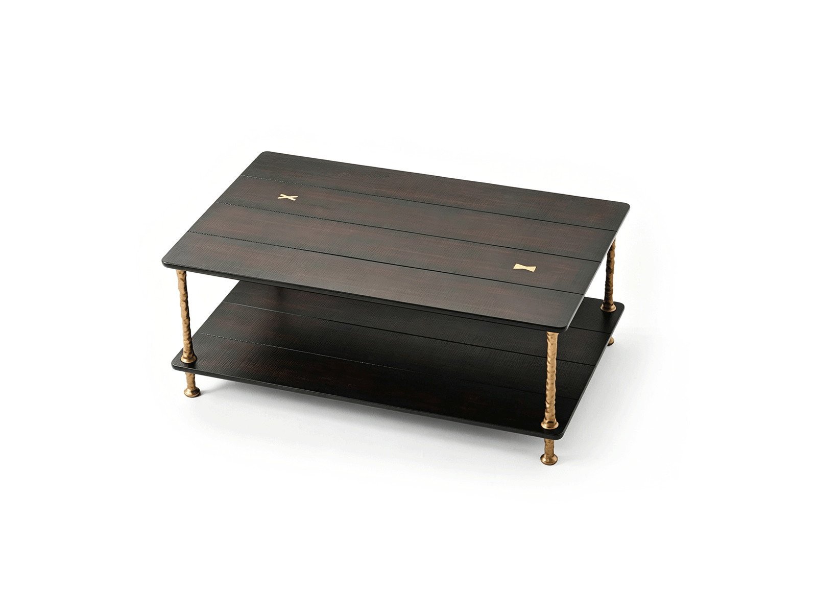 Forgia Rectangular — Table basse rectangulaire en bois & métal sculptural