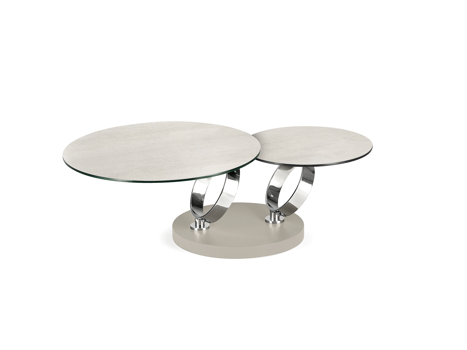 Orbitale — Tables basses rondes gigognes en verre & marbre