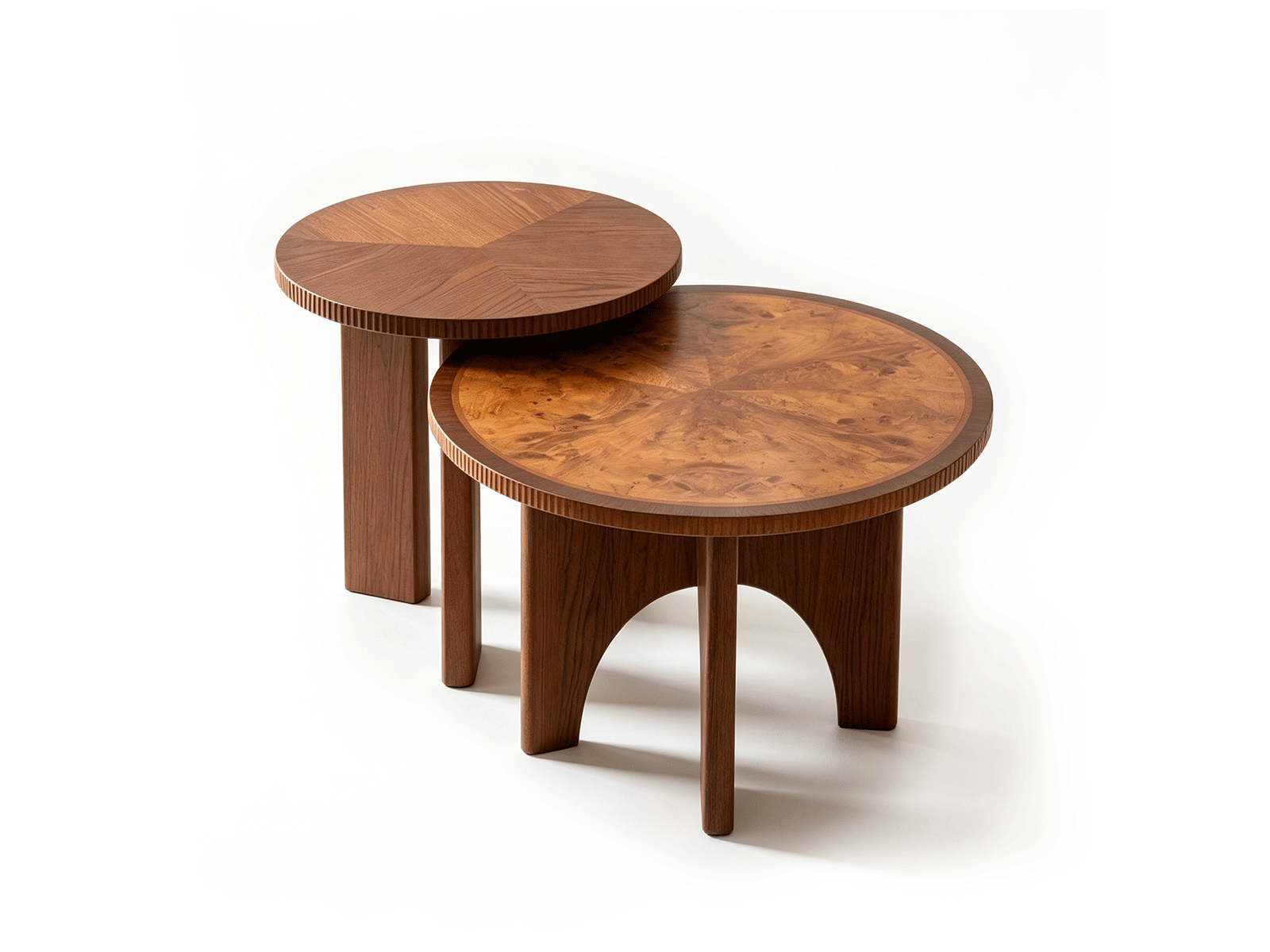 Radial — Radial Mesas Auxiliares Redondas de Madera | Mesas Escultóricas de Acento | Lohabour