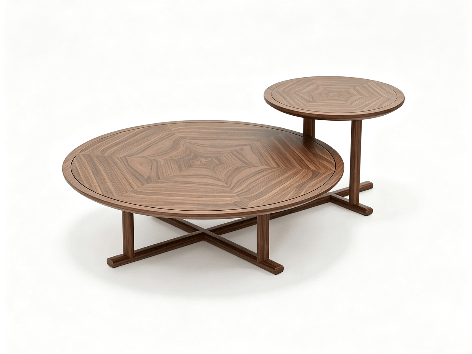 Raggio — Tables basses rondes gigognes en noyer