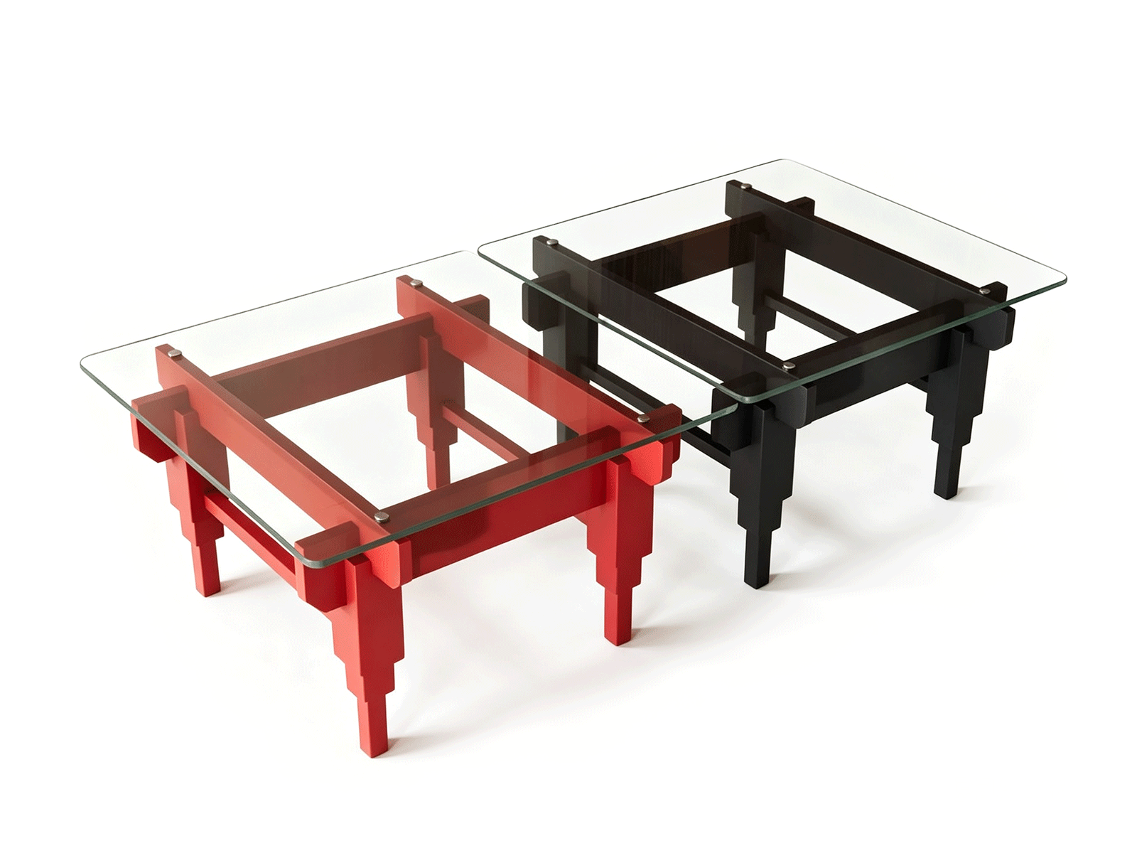 Stepform — Stepform Mesa de Centro Escultórica | Madera Geométrica y Vidrio | Lohabour