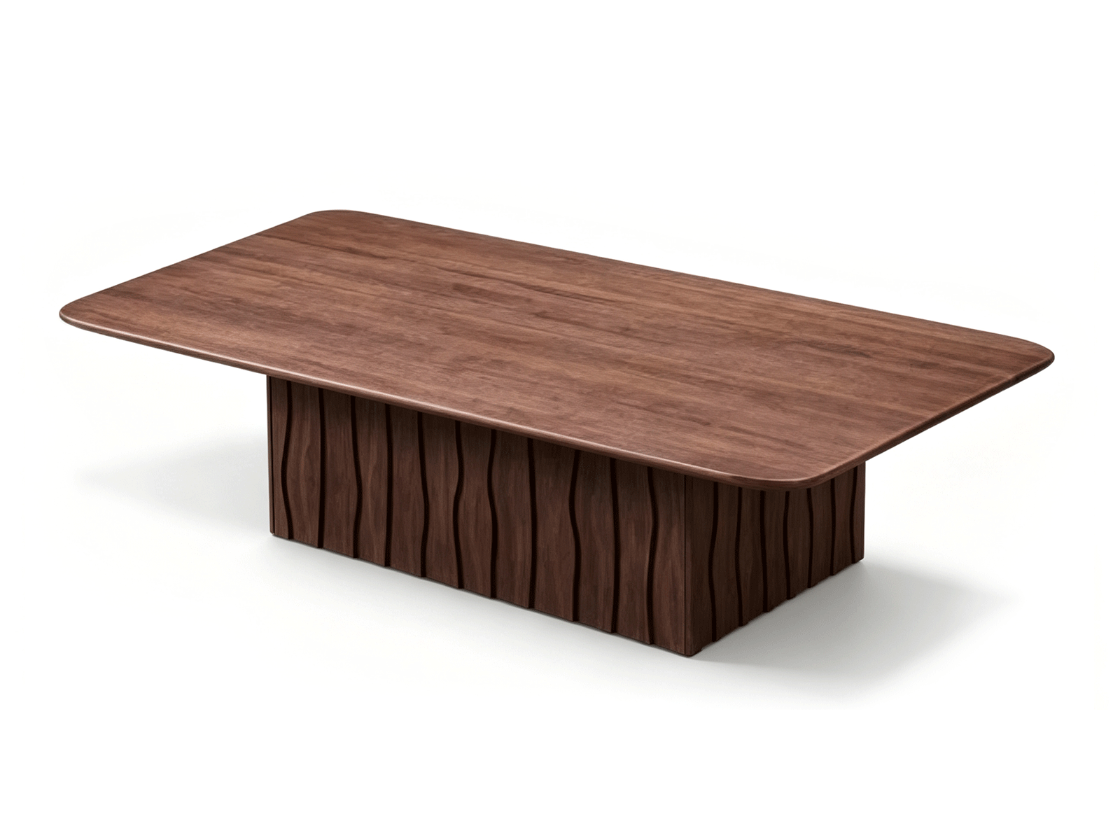 Unda — Table basse sculpturale en bois ton noyer