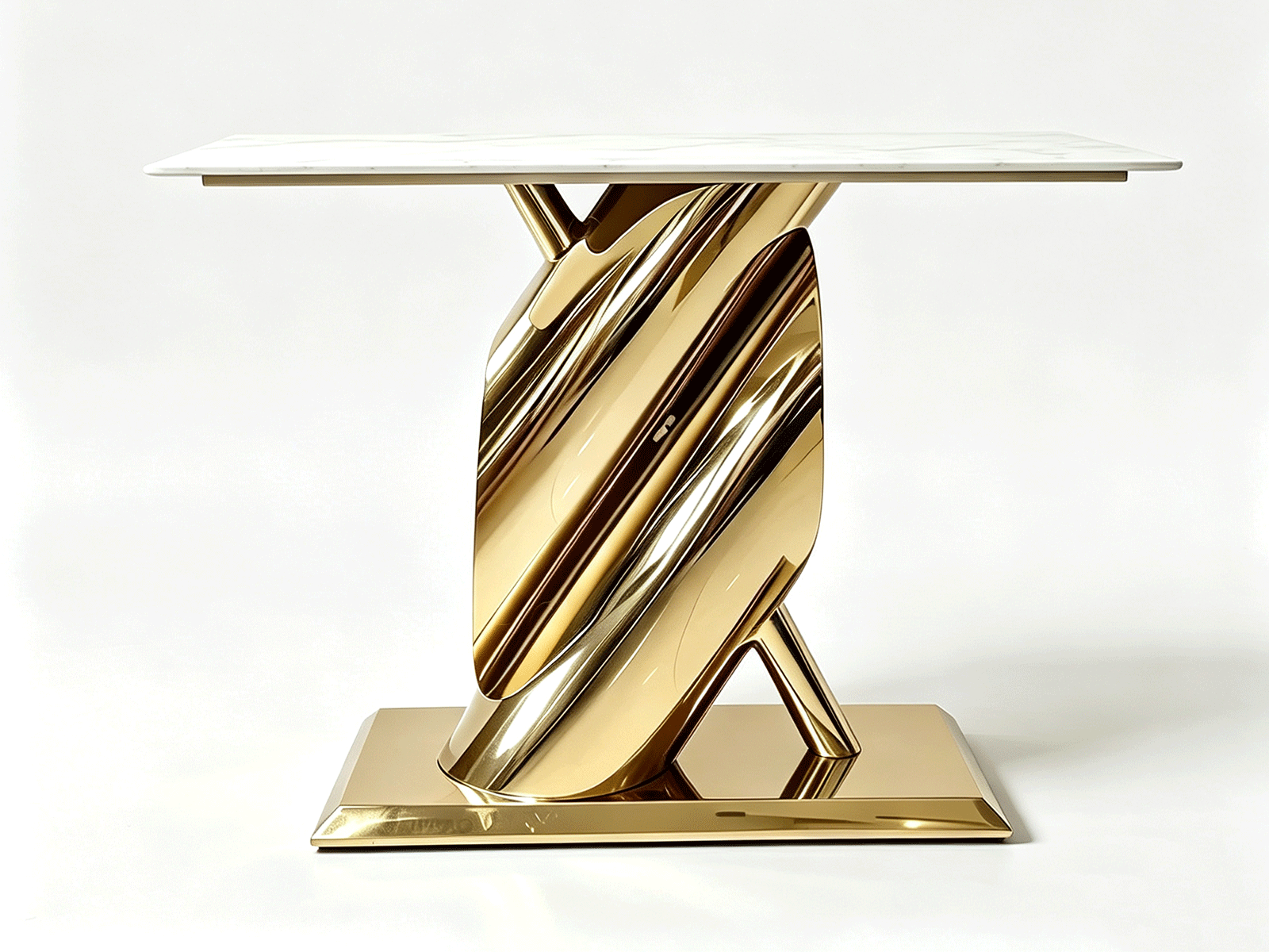 Surge — Surge Console Table | White Marble & Polished Gold