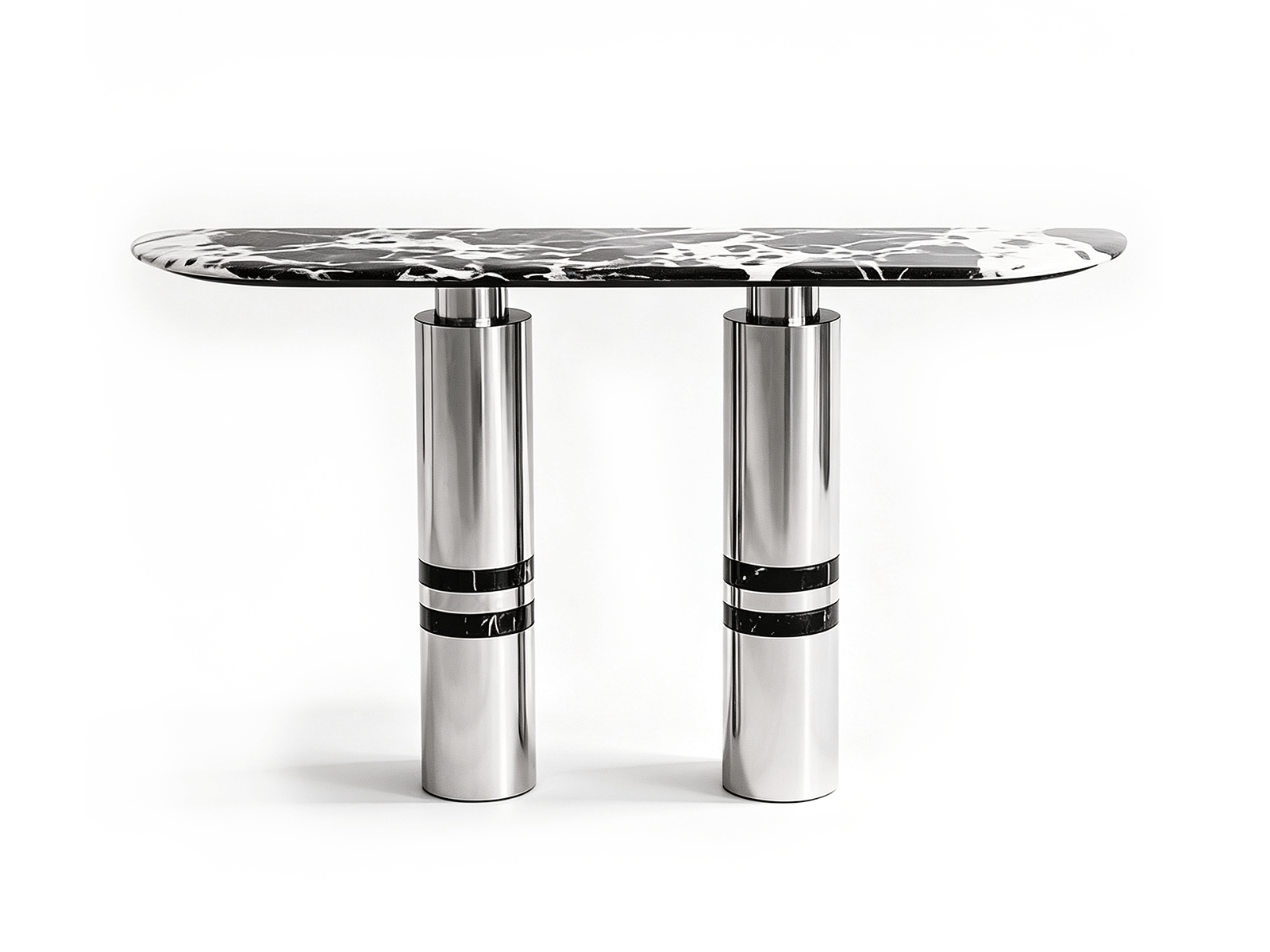 Vesper — Vesper Console Table | Black Marble & Polished Chrome