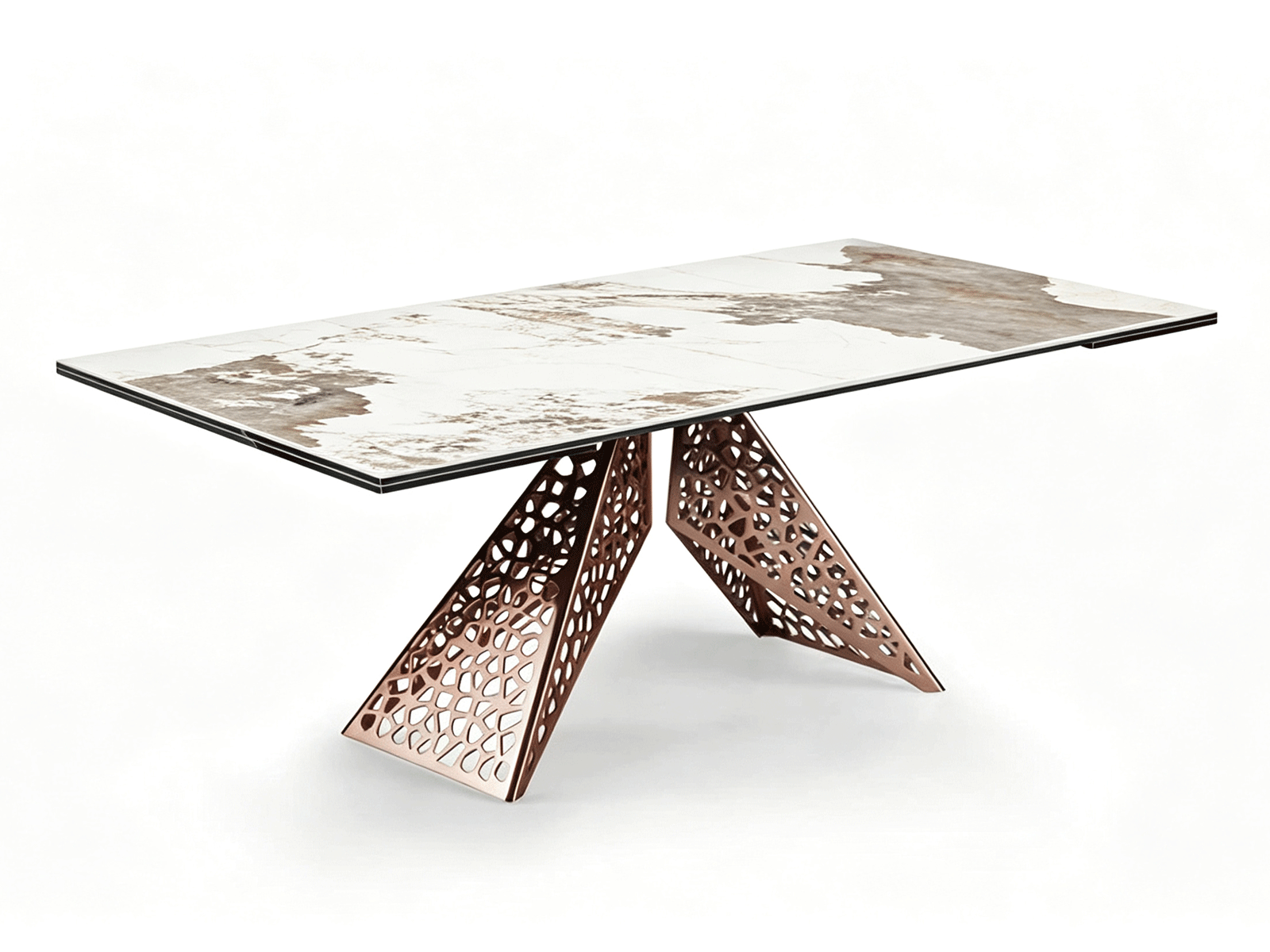 Aether Lattice — Contemporary Extendable Ceramic Dining Table with Sculptural Metal Base