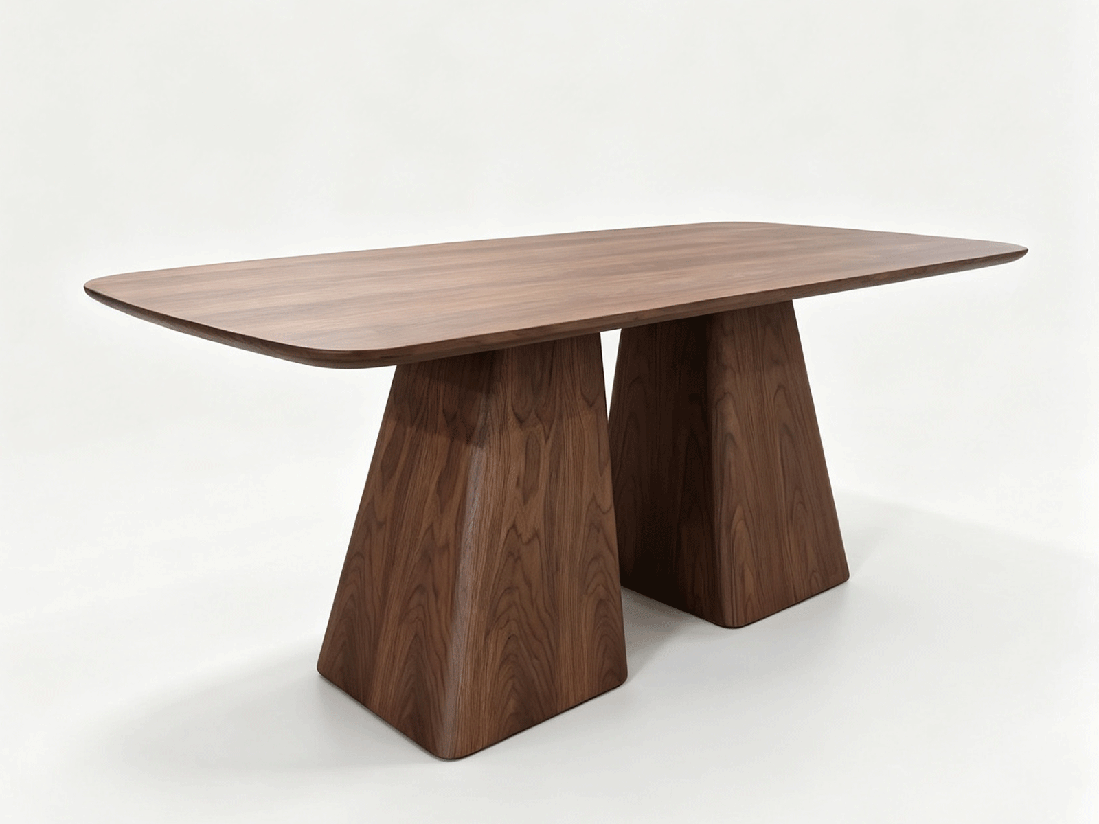 Arco Twin — Contemporary Solid Wood Dining Table with Dual Pedestal Bases