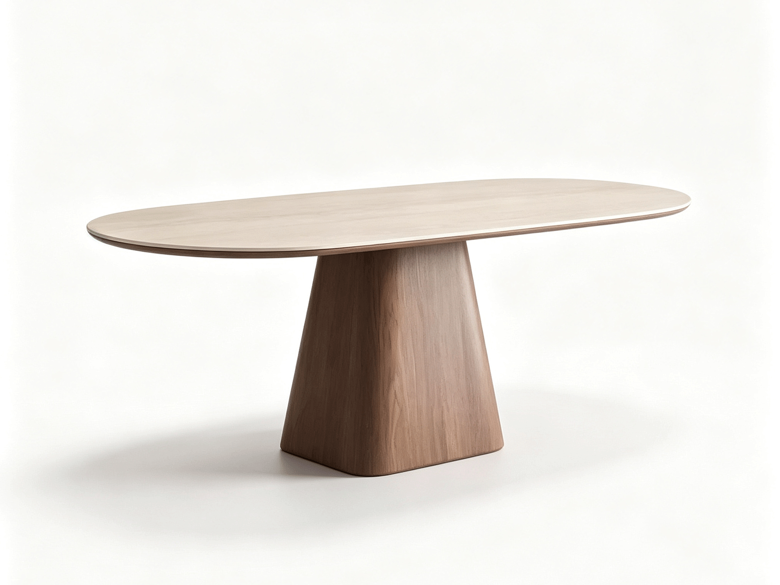 Luma — Contemporary Solid Wood Oval Dining Table with Sculptural Pedestal Base