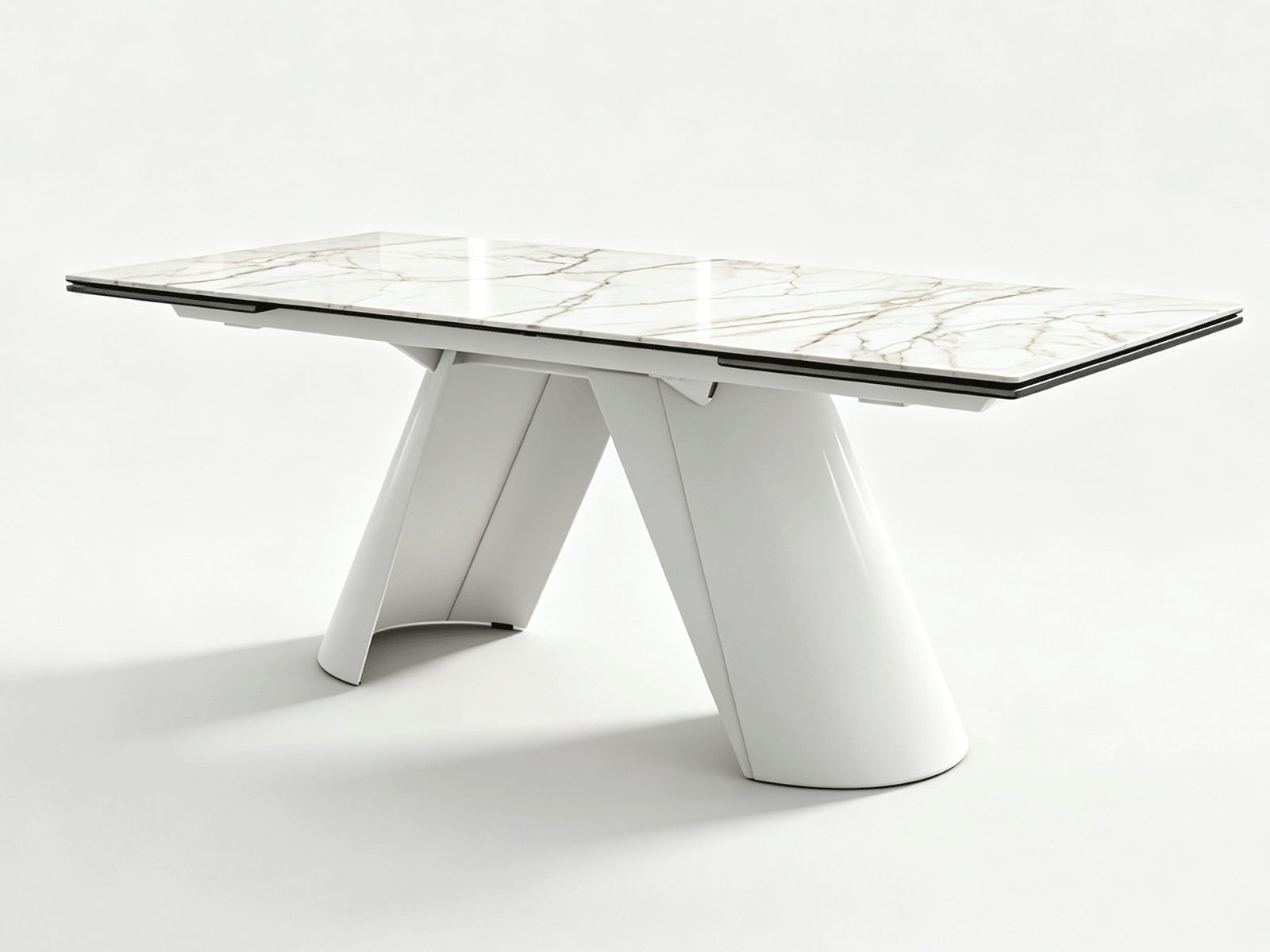 Nexus — Contemporary Extendable Ceramic Dining Table with Dual Pedestal Base