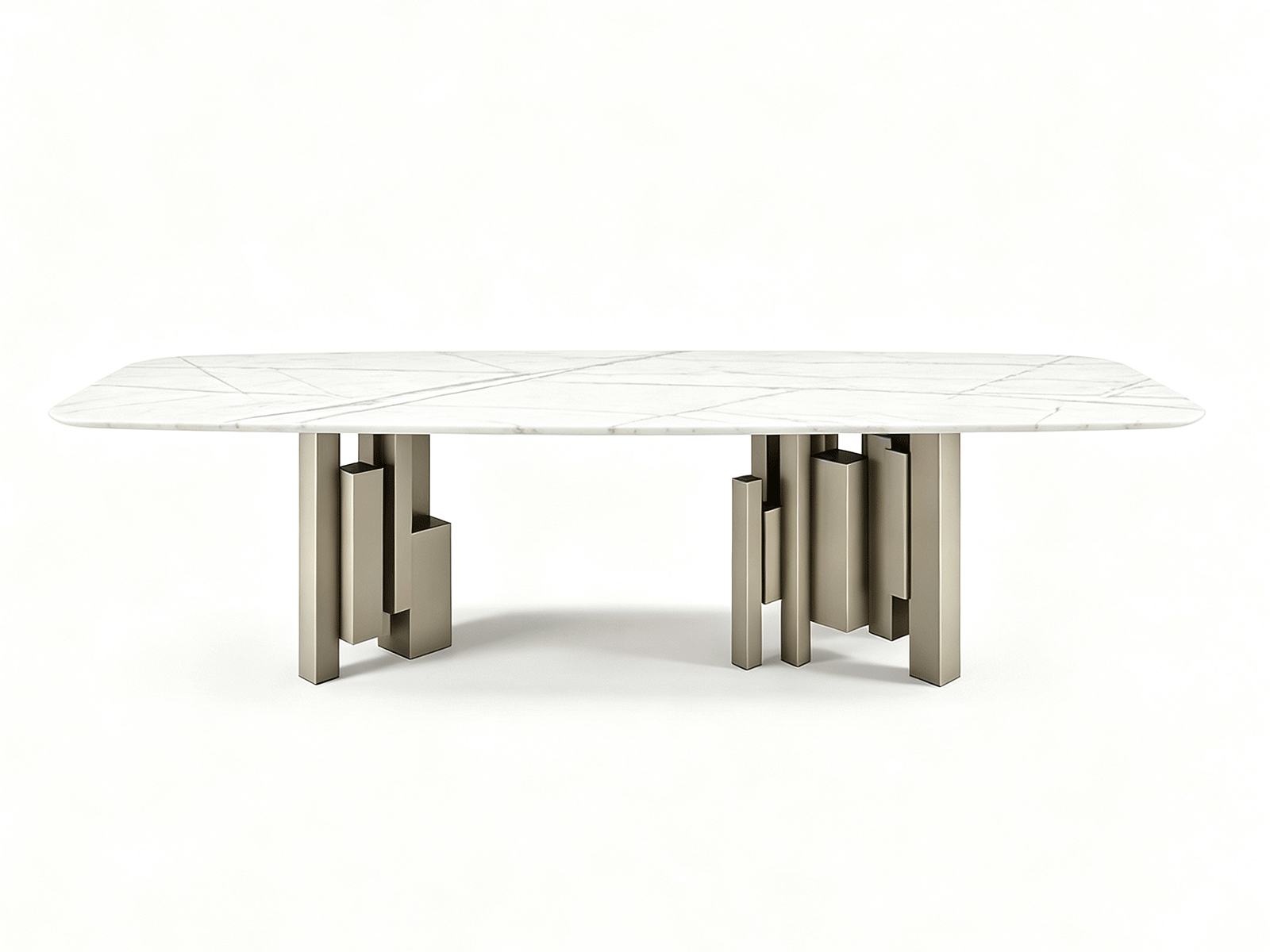 Obsidian Lattice — Luxury Ceramic Dining Table with Sculptural Metal Base