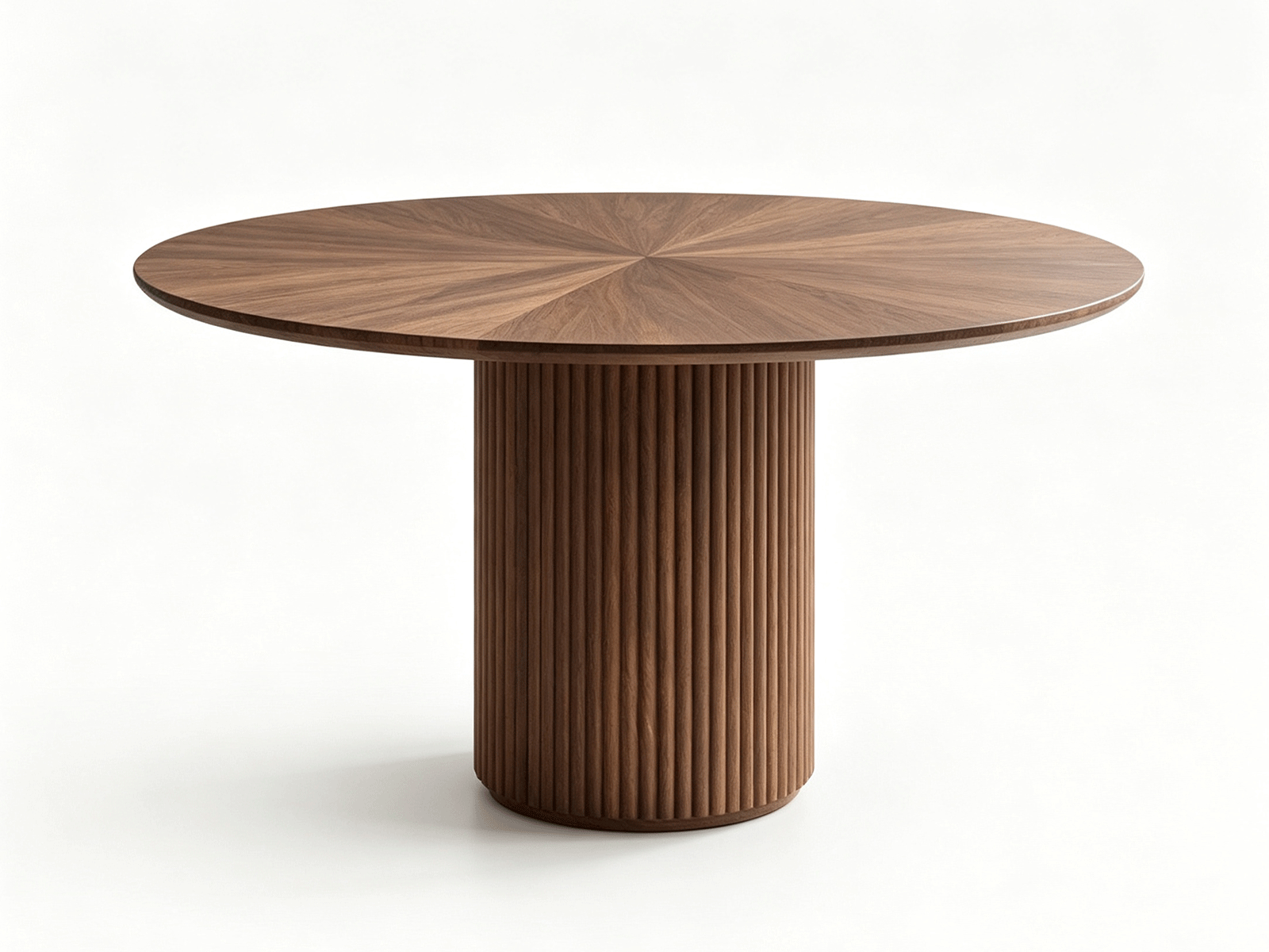 Radia — Contemporary Round Solid Wood Dining Table with Fluted Pedestal Base