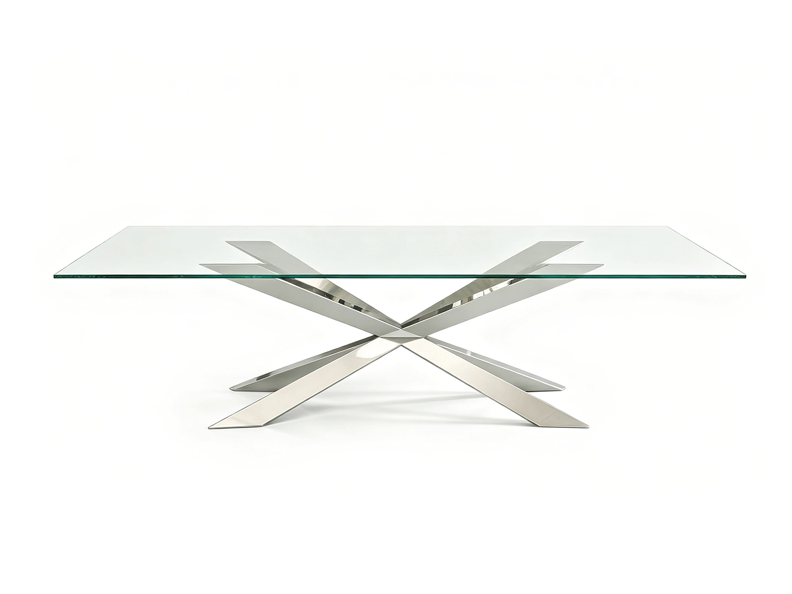 Vexis — Contemporary Glass Dining Table with Sculptural Metal Base