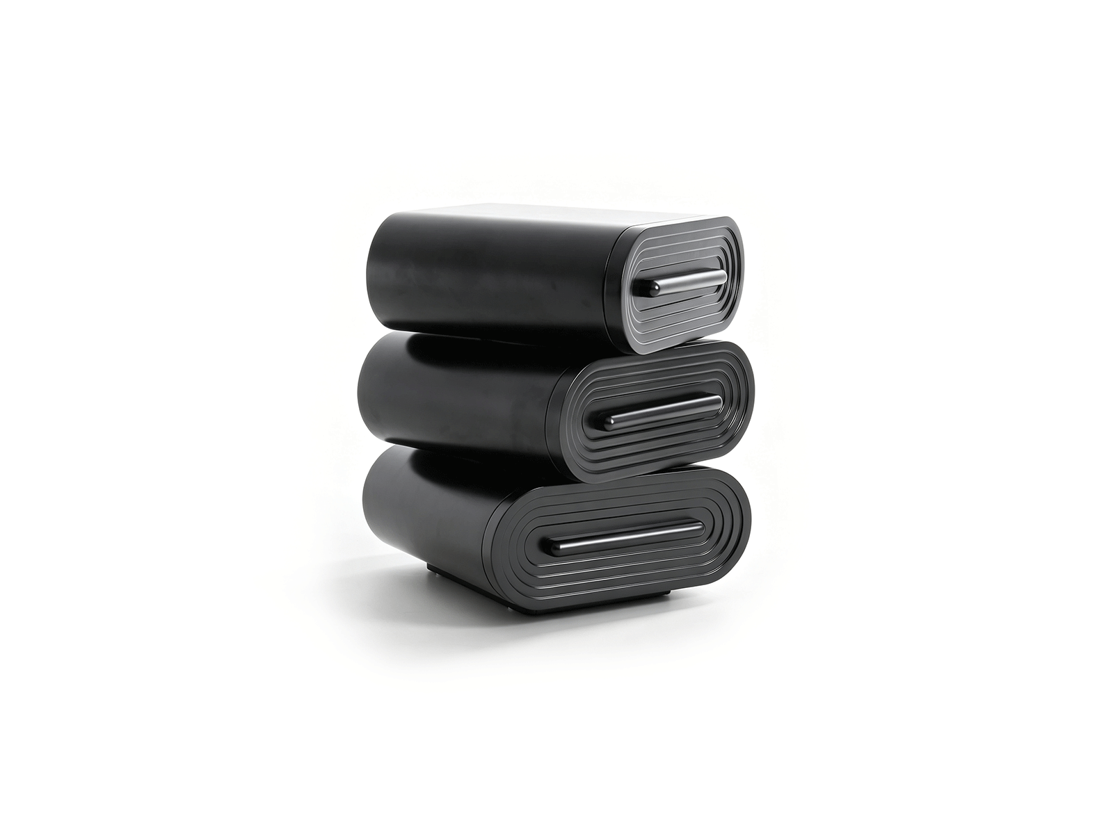 Capsula — Glossy Black Sculptural Nightstand