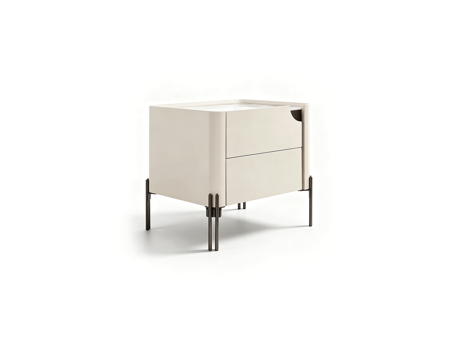 Curva — Curved Cream Lacquer Nightstand