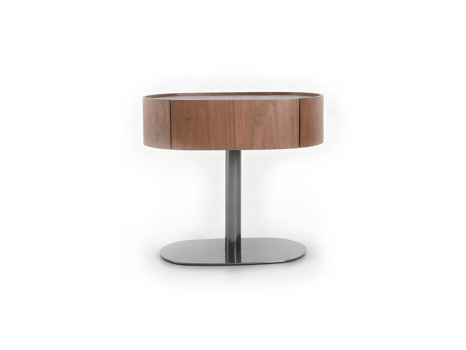 Ellisse — Oval Walnut Nightstand