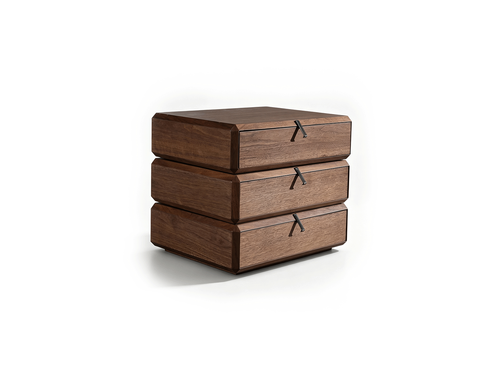 Prisma — Walnut 3-Drawer Nightstand