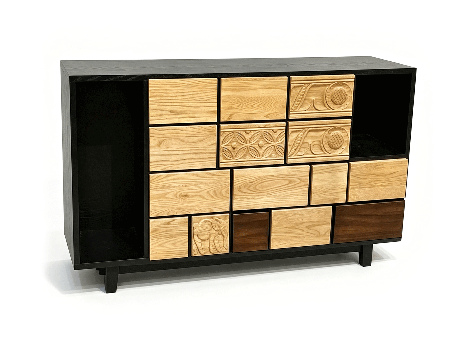Assemblage — Assemblage Mixed Wood Sideboard | Contemporary Carved Storage