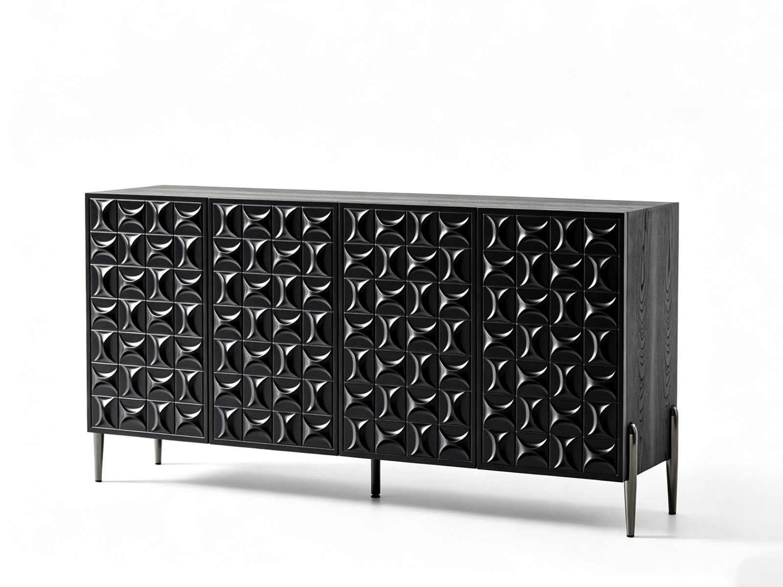 Cascade — Cascade Aparador Texturizado | Mueble Negro de Almacenamiento Geométrico | Lohabour