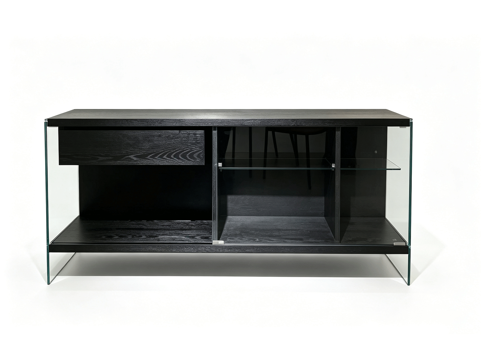 Clarity — Clarity Aparador de Vidrio | Mueble de Almacenamiento en Madera Oscura y Vidrio | Lohabour