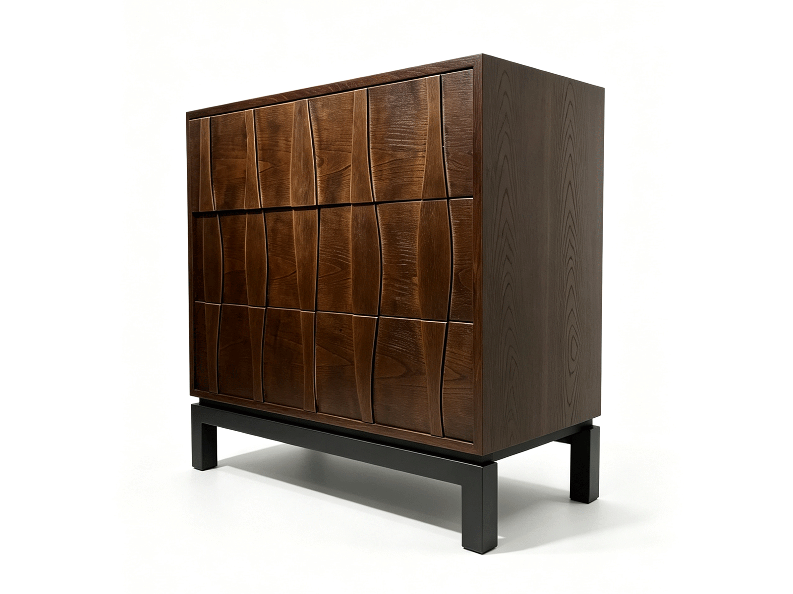 Contour — Cómoda Escultórica Contour | Mueble Vintage de Almacenamiento de Madera Oscura con Frentes Ondulados | Lohabour