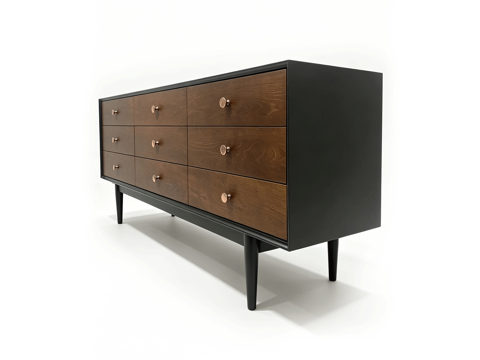 Dualtone — Dualtone Cómoda de 9 Cajones | Mueble de Almacenamiento Negro y Madera Cálida | Lohabour