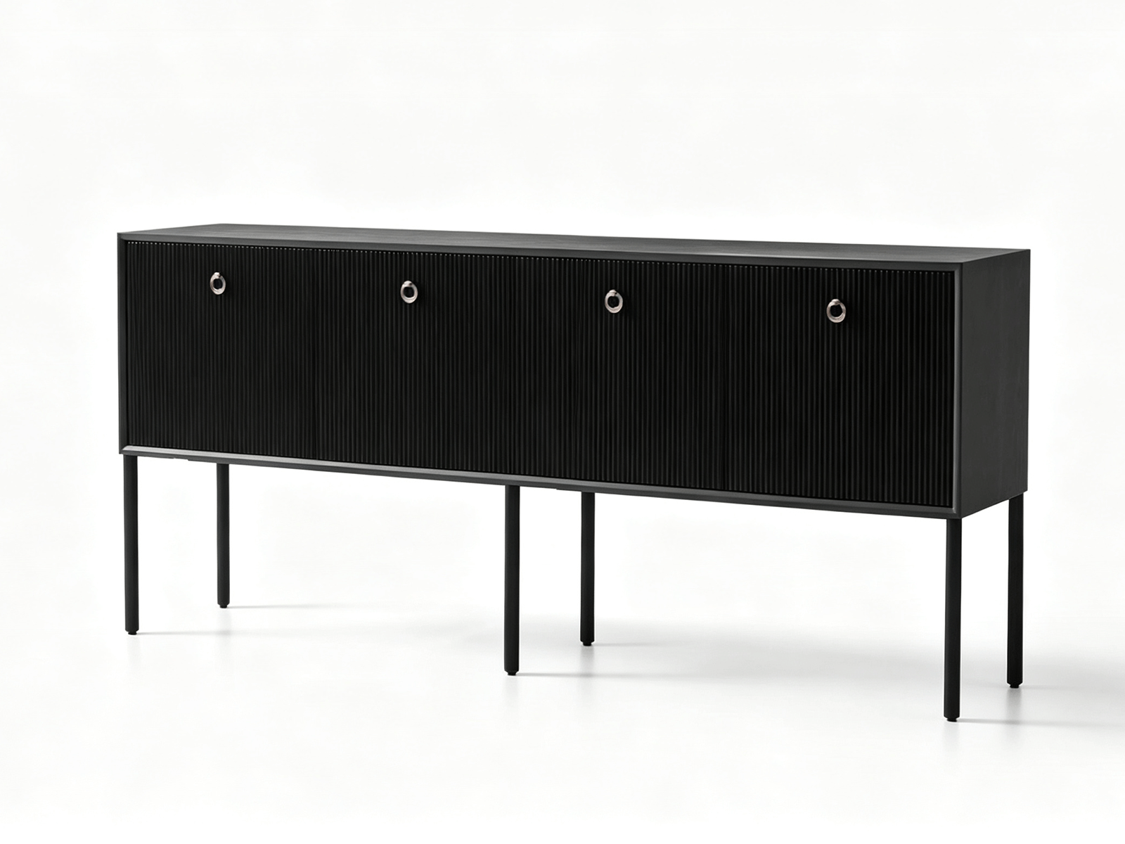 Rivo — Rivo Aparador Acanalado | Aparador Contemporáneo de Madera Negra | Lohabour
