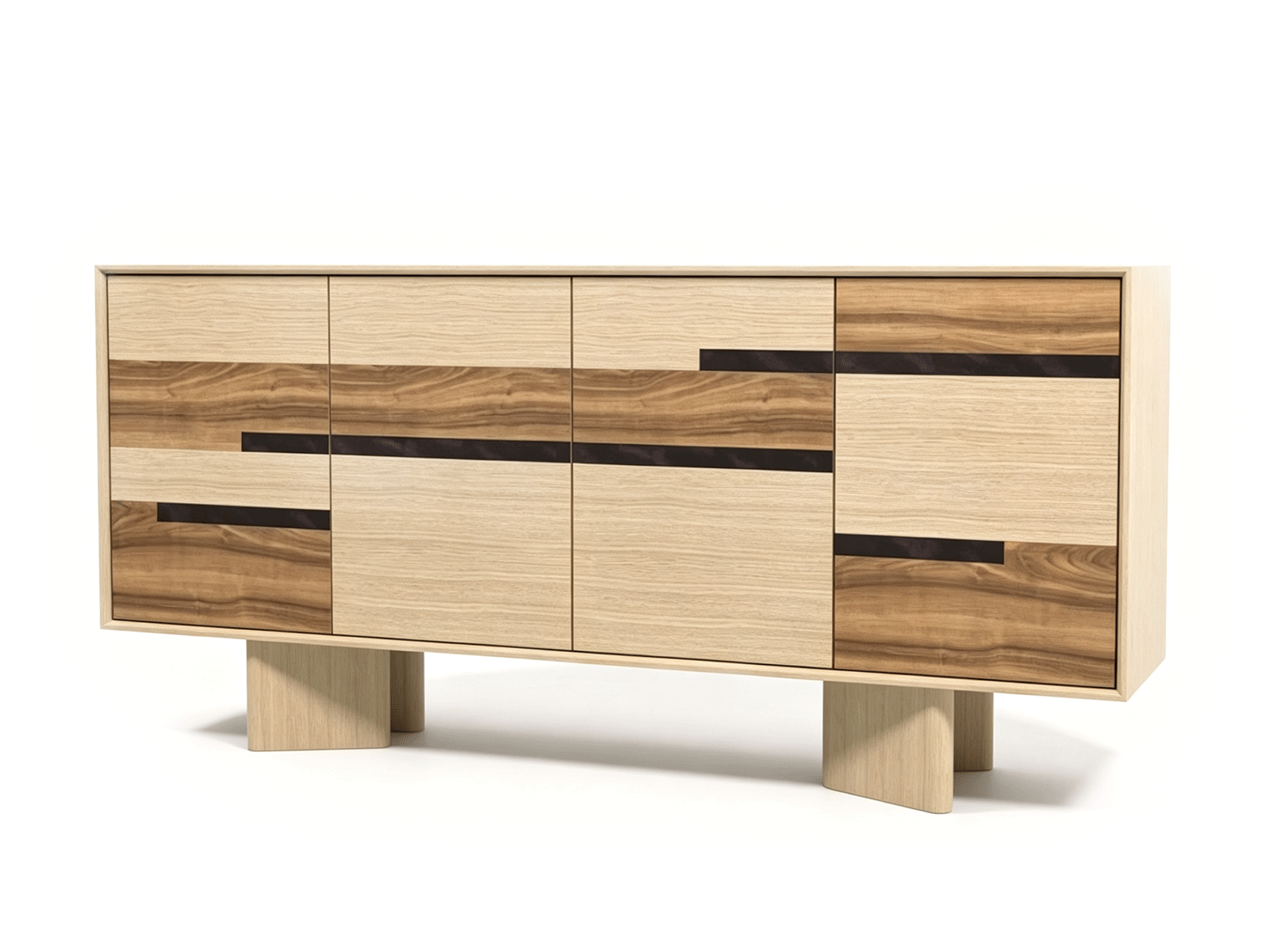 Strata — Strata Aparador de Roble | Mueble de Almacenamiento con Incrustaciones de Madera | Lohabour