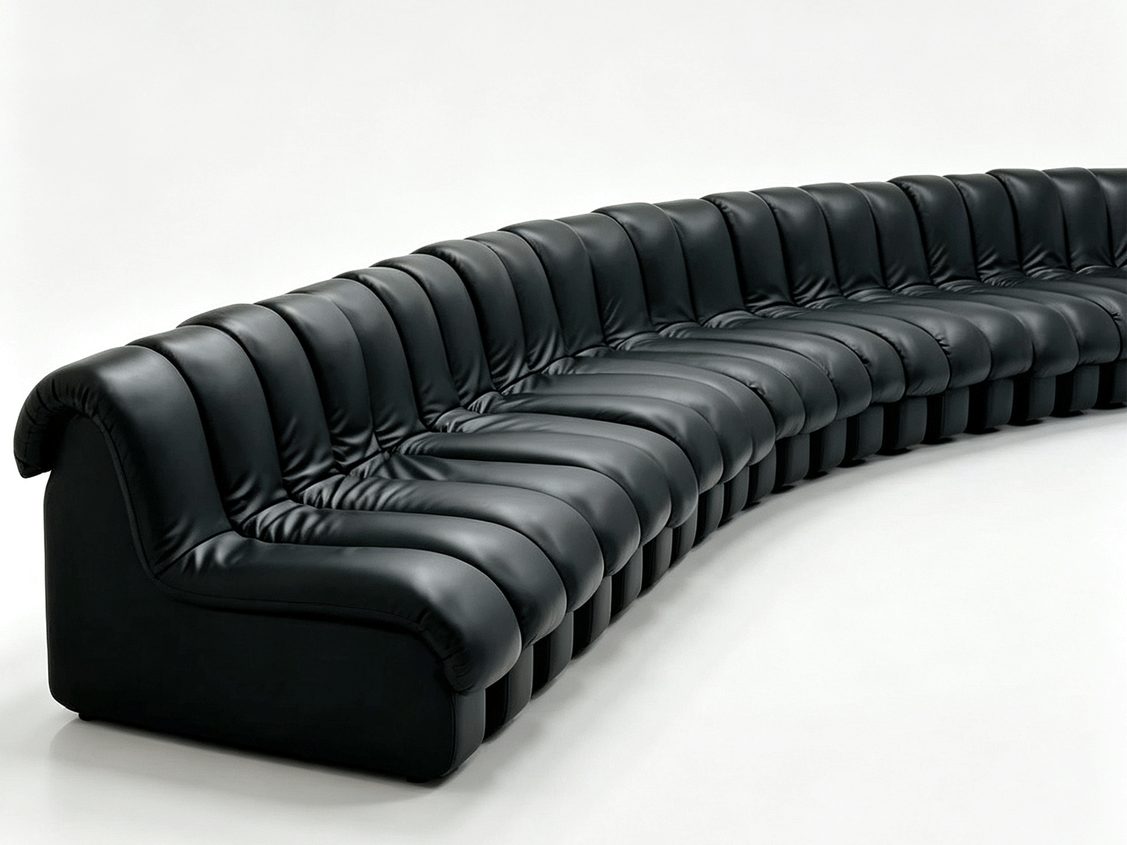 Nocturne — Black Leather Curved Modular Sofa