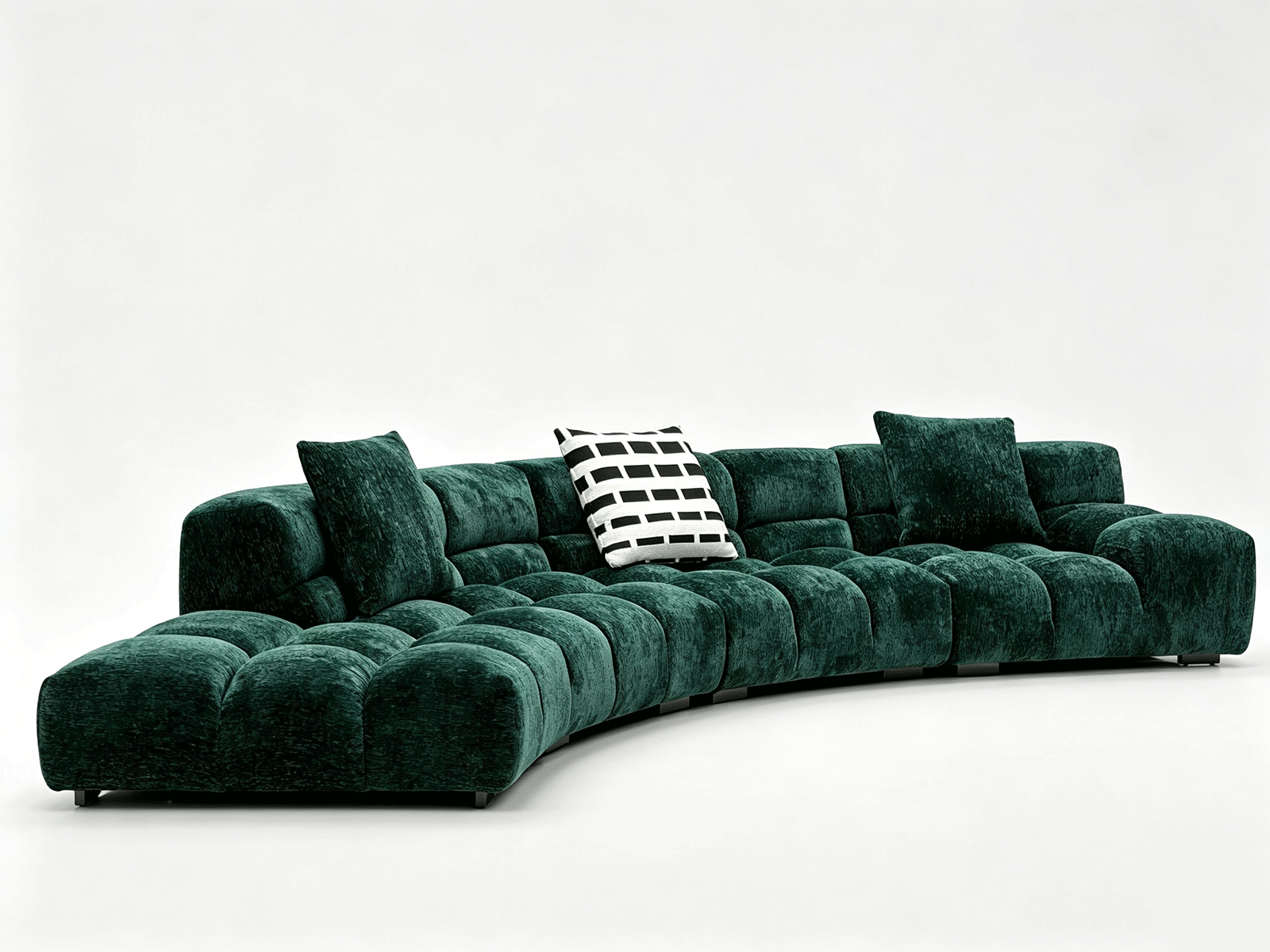 Verdant Crescent — Tufted Curved Modular Sofa
