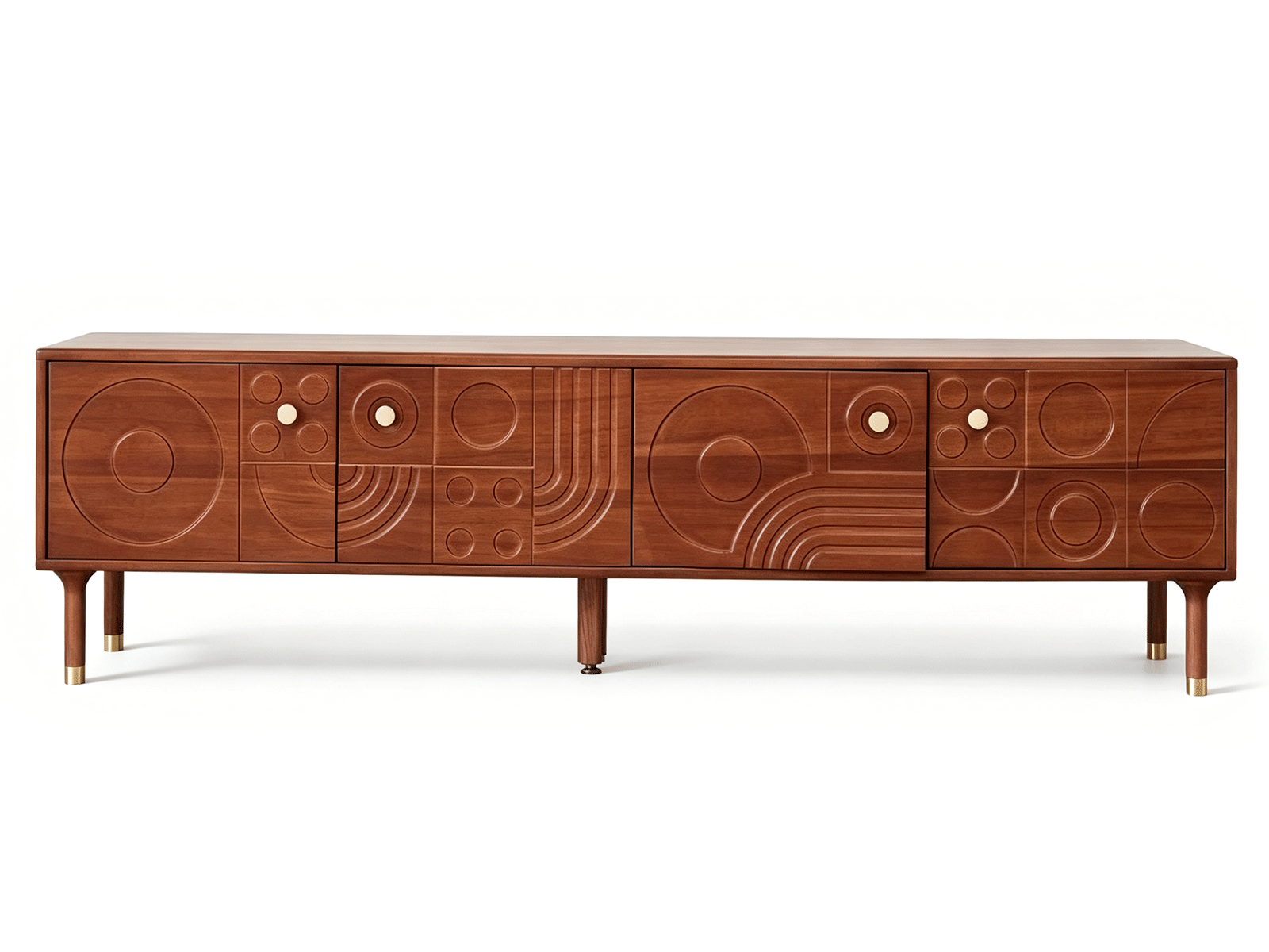 Orbit — Orbit Walnut TV Unit | Mid-Century Modern Geometric Media Console | Lohabour