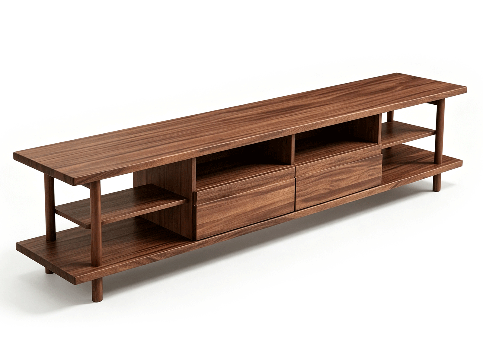 Platform — Platform Walnut TV Unit | Mid-Century Modern Media Console | Lohabour