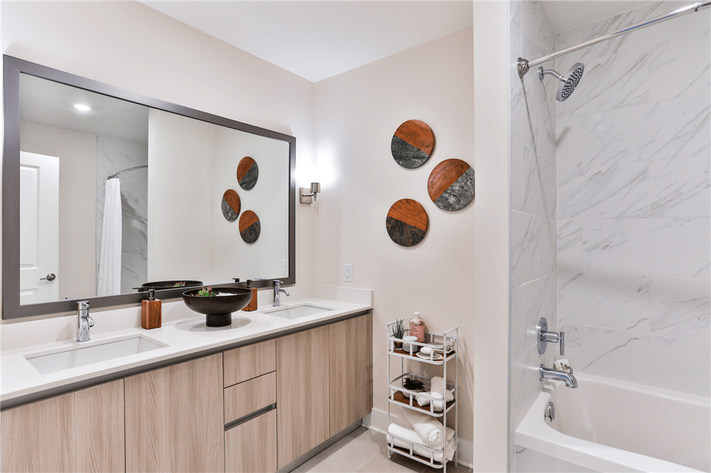 Bathroom Vanities with a Clean Residential Language.
