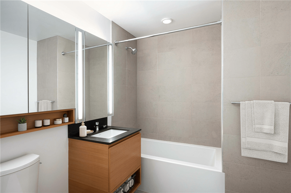 Functional Bathroom Storage with a Clean Architectural Look.