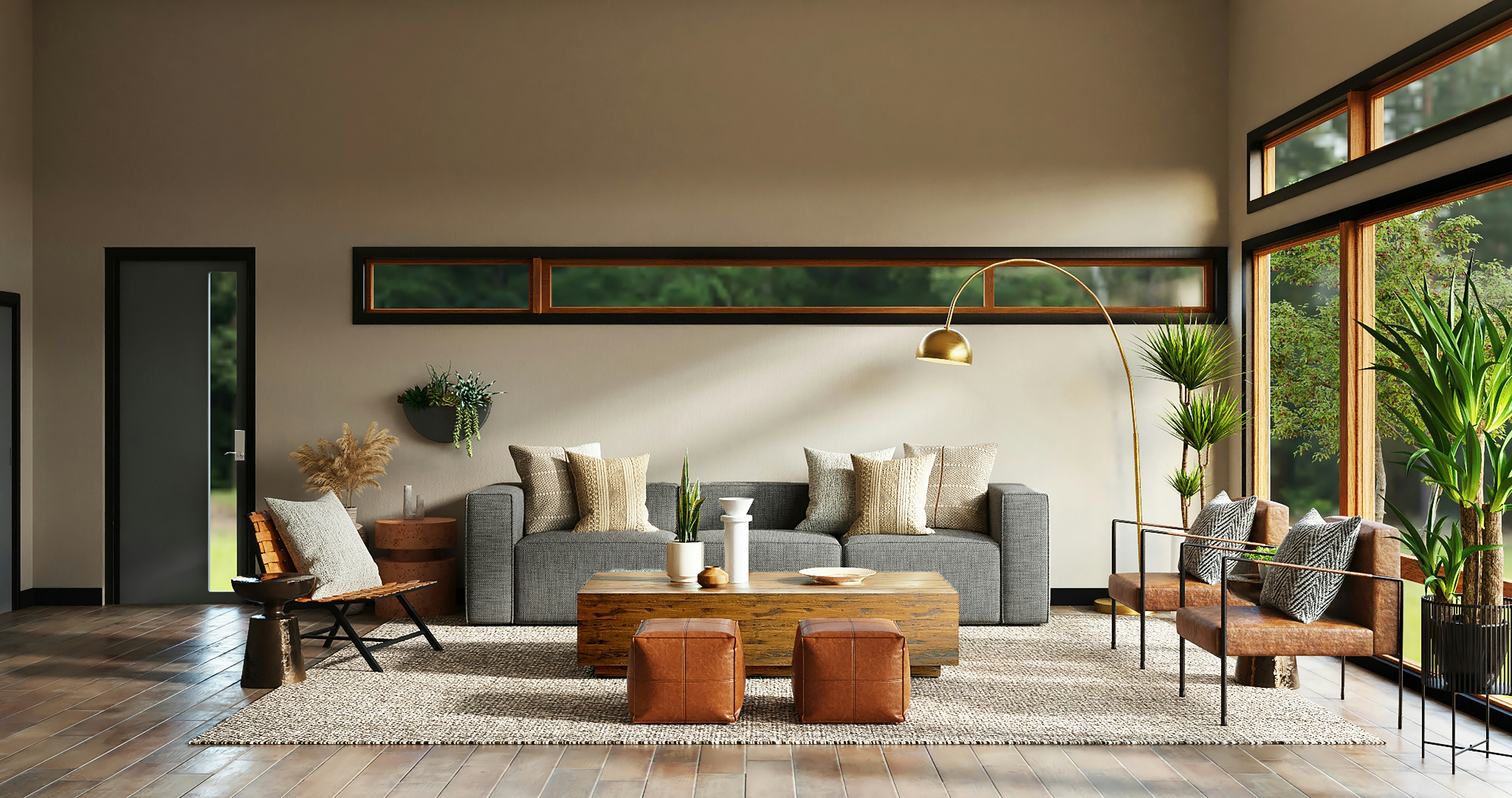 Finished interior with custom furniture